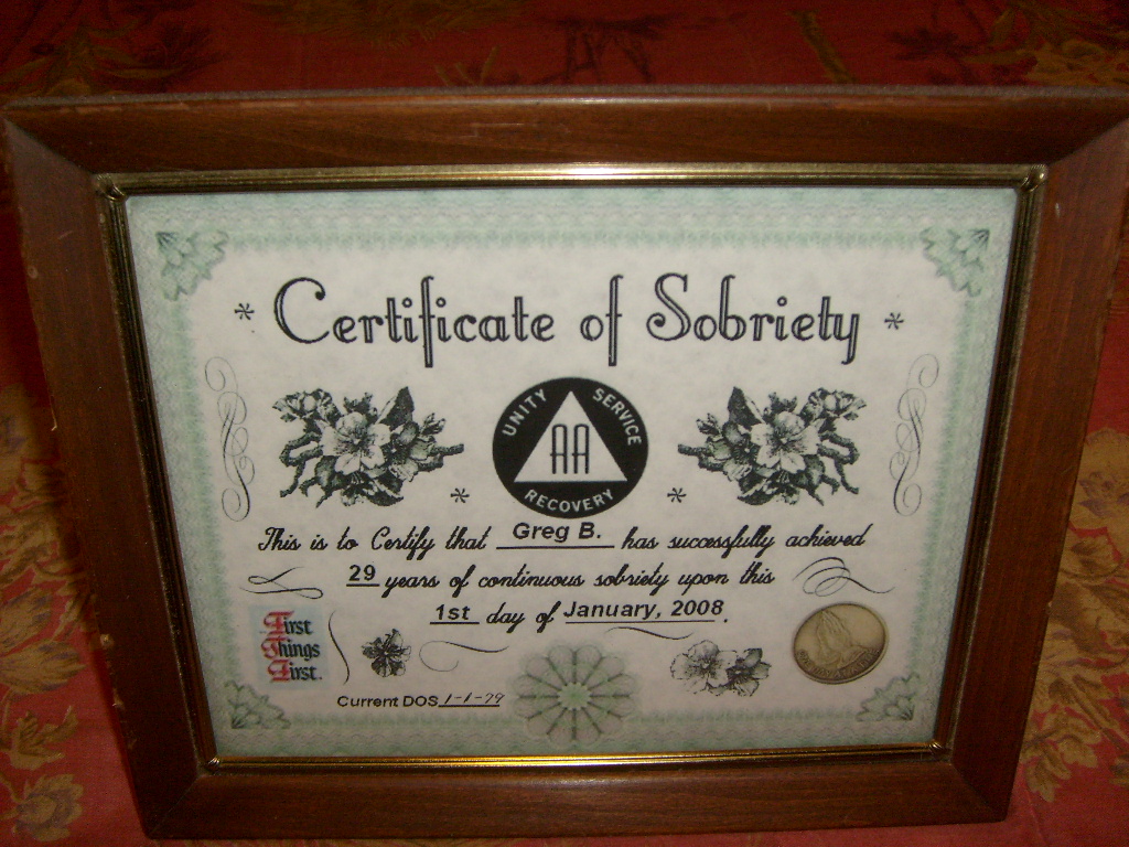 early certificate example I printed and framed