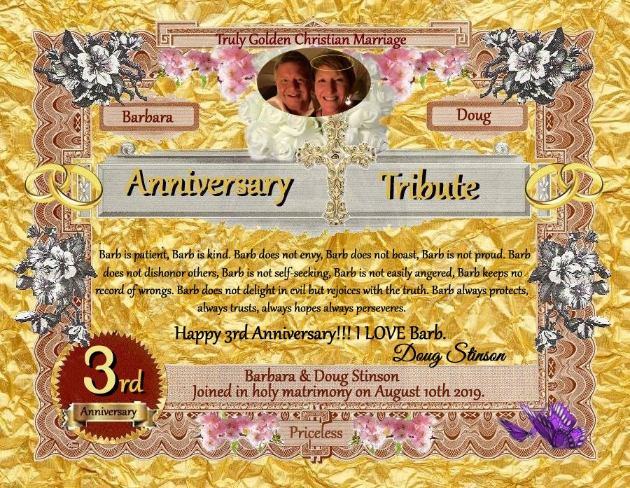 Wedding anniversary tribute certificate I made for friends on FaceBook