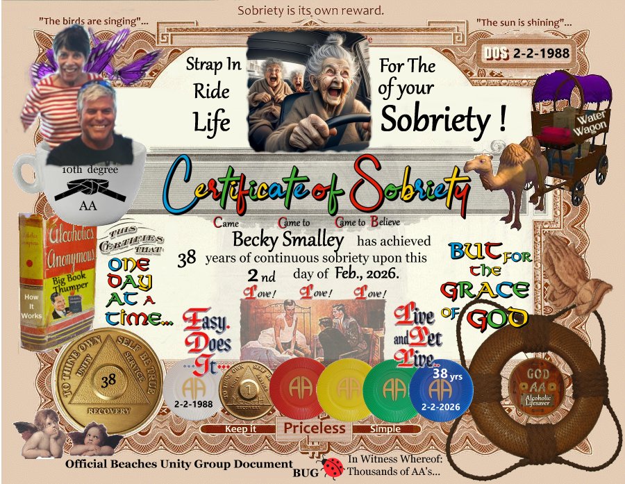 specialty sobriety certificate because was requested and has special content