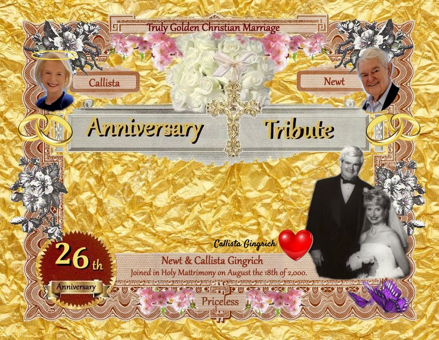 Specialty wedding tribute anniversary certificate