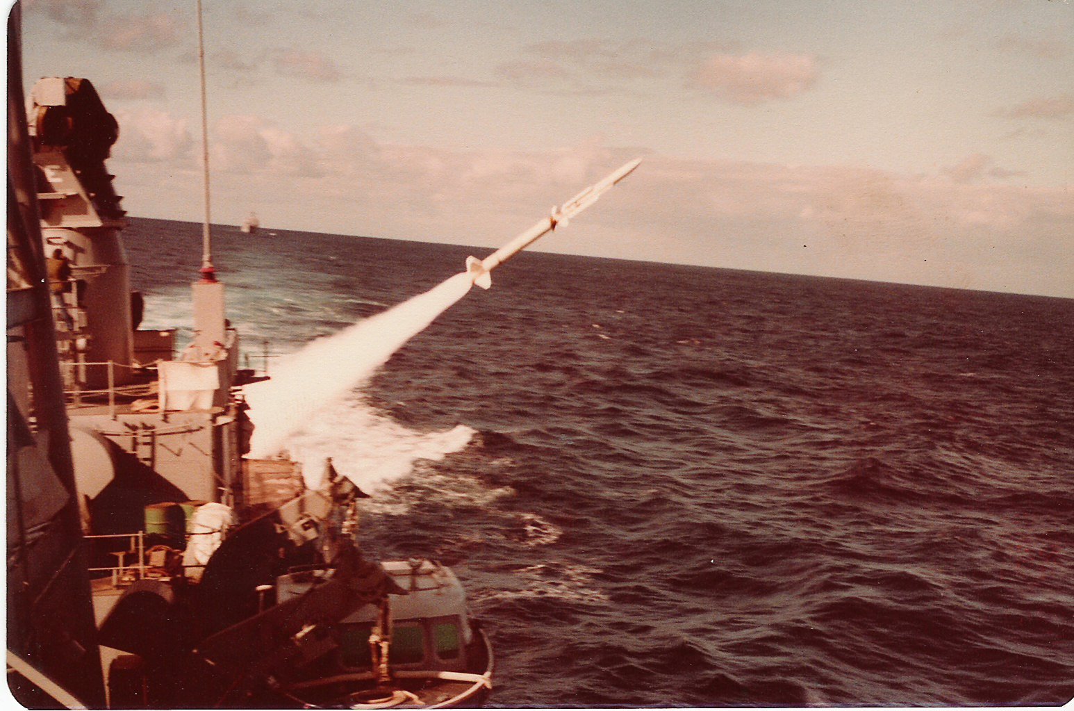 Missile launch taken by me on my second ship we were missile school ship on that exorcise